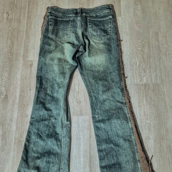 VTG JOU JOU Women's Jeans W Suede Side Stitching Western Chic Sz 9/10 - Picture 6 of 7
